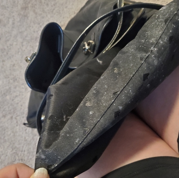 Kate Spade Black Pebbled Leather Tote Bag With Triple Compartments - Picture 9 of 16